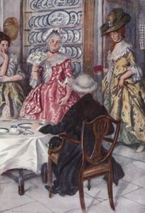 Illustrasjon for The Vicar of Wakefield av Oliver Goldsmith (farge litho) av Edmund Joseph Sullivan