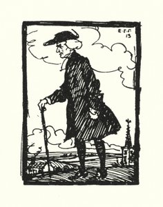 Illustrasjon for The Vicar of Wakefield av Oliver Goldsmith (farge litho) av Edmund Joseph Sullivan