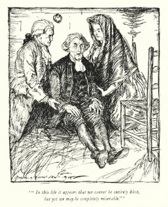 Illustrasjon for The Vicar of Wakefield av Oliver Goldsmith (litho) av Edmund Joseph Sullivan