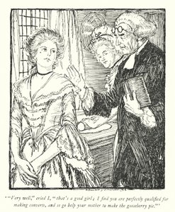 Illustrasjon for The Vicar of Wakefield av Oliver Goldsmith (litho) av Edmund Joseph Sullivan