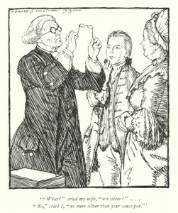 Illustrasjon for The Vicar of Wakefield av Oliver Goldsmith (litho) av Edmund Joseph Sullivan