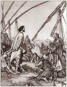 Jesus spør: Hvem er min neste? (litho) av Edmund Joseph Sullivan
