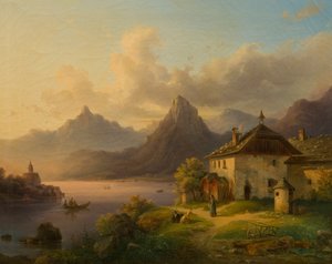 Landskap med fjellvann