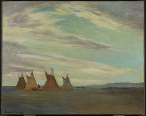 Indian Encampment on Prairie, slutten av 1800-begynnelsen av 1900-tallet av Edmund Montague Morris