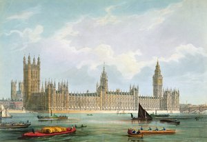 The New Houses of Parliament, gravert av Thomas Picken utgitt av Lloyd Bros. und Co., 1852