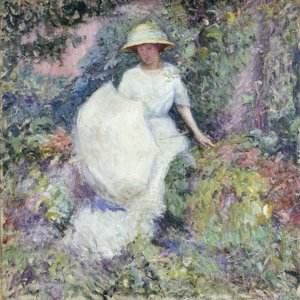 Jente med parasoll (olje på lerret) av Edmund William Greacen