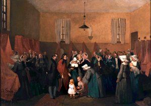 Napoleon III og Eugenias besøk i søster Rosalies barnehage av Edouard Alexandre Sain