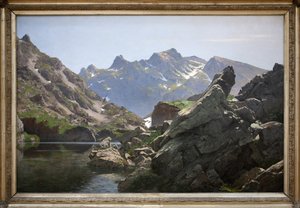 Merlatsjøen, oljemaleri av Edouard Brun (1860-1935) laget i 1901, innsjøen ligger i Belledonne-kjeden i Isere. Photophraphie, KIM Youngtae, Grenoble, Musee de Grenoble. av Edouard Brun