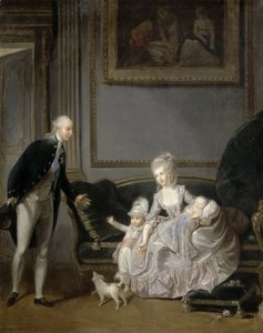 Familien til Louis Philippe Joseph dOrléans 1747-1793 på Palais-Royal, 1776 av Edouard Cibot