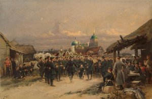 Singers of the Life-Guards 4th The Imperial Familys Rifle Bataljon ved Tsarskoye Selo, 1889 av Jean Baptiste Edouard Detaille