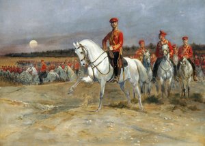 Tsarevich Nicholas gjennomgår troppene av Jean Baptiste Edouard Detaille