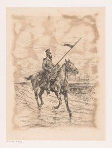 Ulaan i stormfullt vær av Edouard Detaille