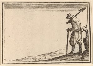 Bonde med spade på skulderen
