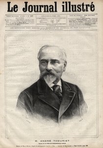Portrett av Andre Theuriet (1833-1907), fransk romanforfatter, poet og akademiker - Gravering av Navellier i "Le journal illustrious"" fra 1891