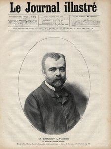 Portrett av Ernest Lavisse (1842-1922), fransk historiker og akademiker - Gravering av Navellier i "Le journal illustrious"" fra 1892 av Edouard Felicien Eugene Navellier
