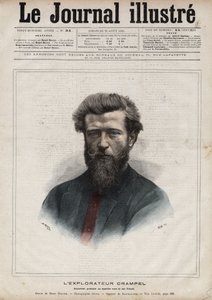 Portrett av Paul Crampel (1864-1891), fransk oppdagelsesreisende av Sentral-Afrika - Gravering av Navellier i "The Illustrous Diary"" fra 1891