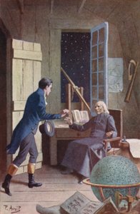 Han snudde seg i stolen og holdt ut armene mot helten vår (farge litho)