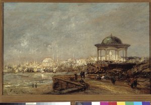 Kiosk i Stamboul i Istanbul (Konstantinopel) i Tyrkia Maleri av Edouard Jacques Dufeu (1840-1900) Obligatorisk omtale: Collection fondation regards de Provence, Marseille av Edouard Jacques Dufeu