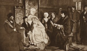 Erasmus leser for den unge keiser Charles V, Brussel av Edouard Jean Conrad (after) Hamman