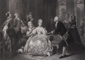 Christoph Willibald Gluck overlater dronning Marie Antoinette partituret til operaen... på Trianon.