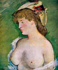 Blond kvinne med bare bryster, 1878.