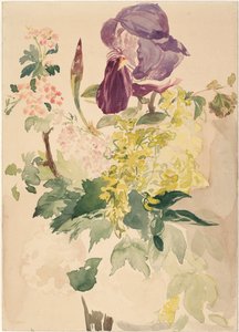 Blomsterstykke med Iris, Laburnum og Geranium, 1880 av Édouard Manet