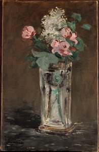 Blomster i en krystallvase (olje på lerret) av Édouard Manet