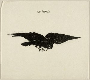 Flying Raven: ex libris, fra The Raven (Le Corbeau) av Édouard Manet