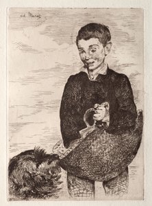 Ungen med hunden, med handleposen av Édouard Manet