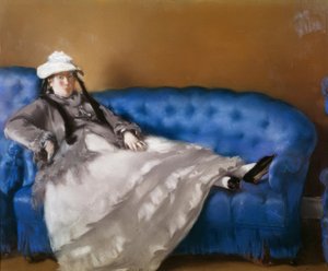 Madame Manet på den blå sofaen av Édouard Manet