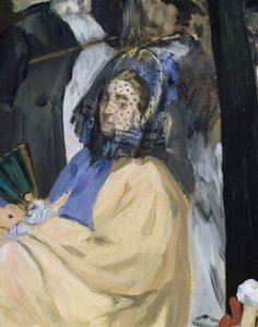 Music in the Tuileries Gardens, detalj av en tilslørt kvinne, 1862 olje på lerret detalj av 3351