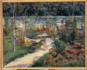 Min hage, benken. Maleri av Edouard Manet (1832-1883) av Édouard Manet