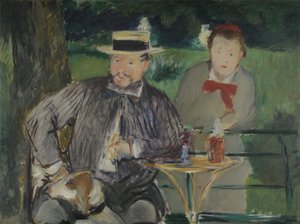 Portrett av Ernest Hoschedé og hans datter Marthe av Édouard Manet