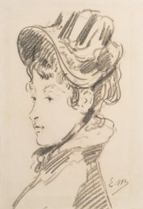 Portrett av Madame Jules Guillemet, ca. 1880 (svart kritt) av Édouard Manet