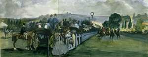 Race Course på Longchamps, 1864 (wc og gouache over grafitt på papir) av Édouard Manet