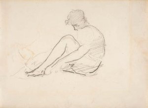 Sittende kvinne (en lett skisse av en manns hode) av Édouard Manet