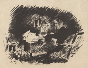 Under lampen, fra Stéphane Mallarmés oversettelse av Edgar Allan Poes "Ravnen" av Édouard Manet