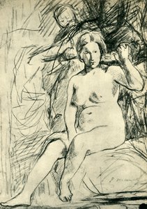 Studie av en sittende naken La Toilette, 1858-1860, 1943.
