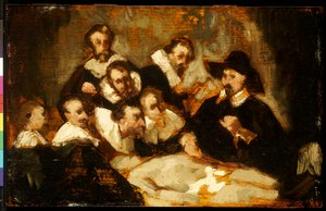 Anatomi leksjonen, etter Rembrandt, ca. 1856 av Édouard Manet