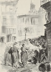 The Barricade, 1871, trykt 1884 av Édouard Manet