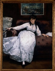 Resten (Portrett av kvinnemaleren Berthe Morisot på en sofa) Maleri av Edouard Manet (1832-1883) 1870 Providence. Museum for kunst av Édouard Manet
