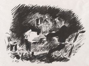Under lampen, fra Stéphane Mallarmés oversettelse av Edgar Allan Poes Ravnen av Édouard Manet