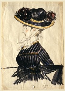 Kvinne med stor hatt av Édouard Manet