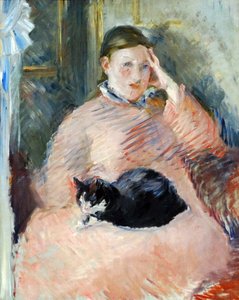Woman with a Cat circa 1880-2, av den franske impresjonistiske kunstneren, Edouard Manet av Édouard Manet