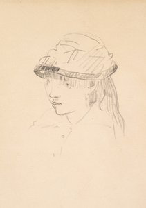 Ung jente i rund hatt, 1878-79 (grafitt på papir) av Édouard Manet