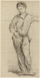 Tânăr în picioare (Léon Leenhoff) (recto); Schiță a băiatului în picioare (verso)norvegian av Édouard Manet