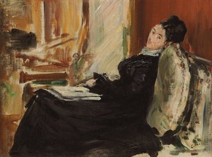 Ung kvinne med bok; Ung kvinne med en bok, ca. 1875 av Édouard Manet