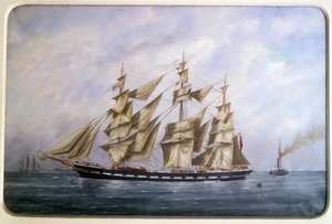 The Rossdhu, tre engelske matter med tørrseilende akvarell av Edouard Adam (1847-1929) 1882 Paris, Musee de la Marine