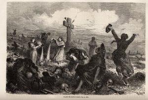 Feiring av fete des morts i Cuzco, tegning av Riou, for å illustrere Paul Marcoys reise gjennom Sør-Amerika fra 1848 til 1860. Gravering i "" Le tour du monde", redigert av Edouard Charton av Edouard Riou