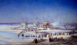 Seremoni for innvielsen av Suez-kanalen ved Port Said (Port-Said) 17. november av Edouard Riou